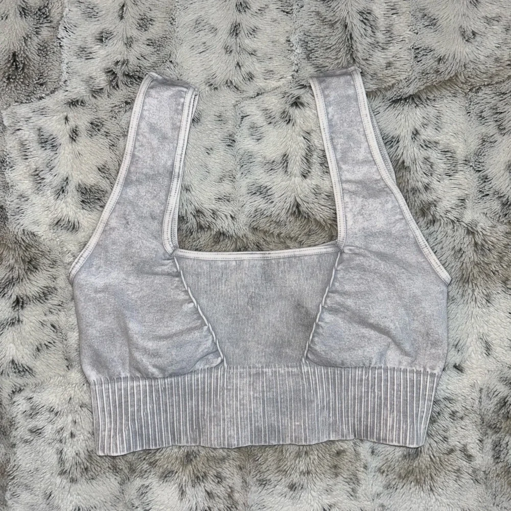🆕 NWOT Free People Movement | Good Karma Square Neck Bra | Ice Grey *Flawed*_11